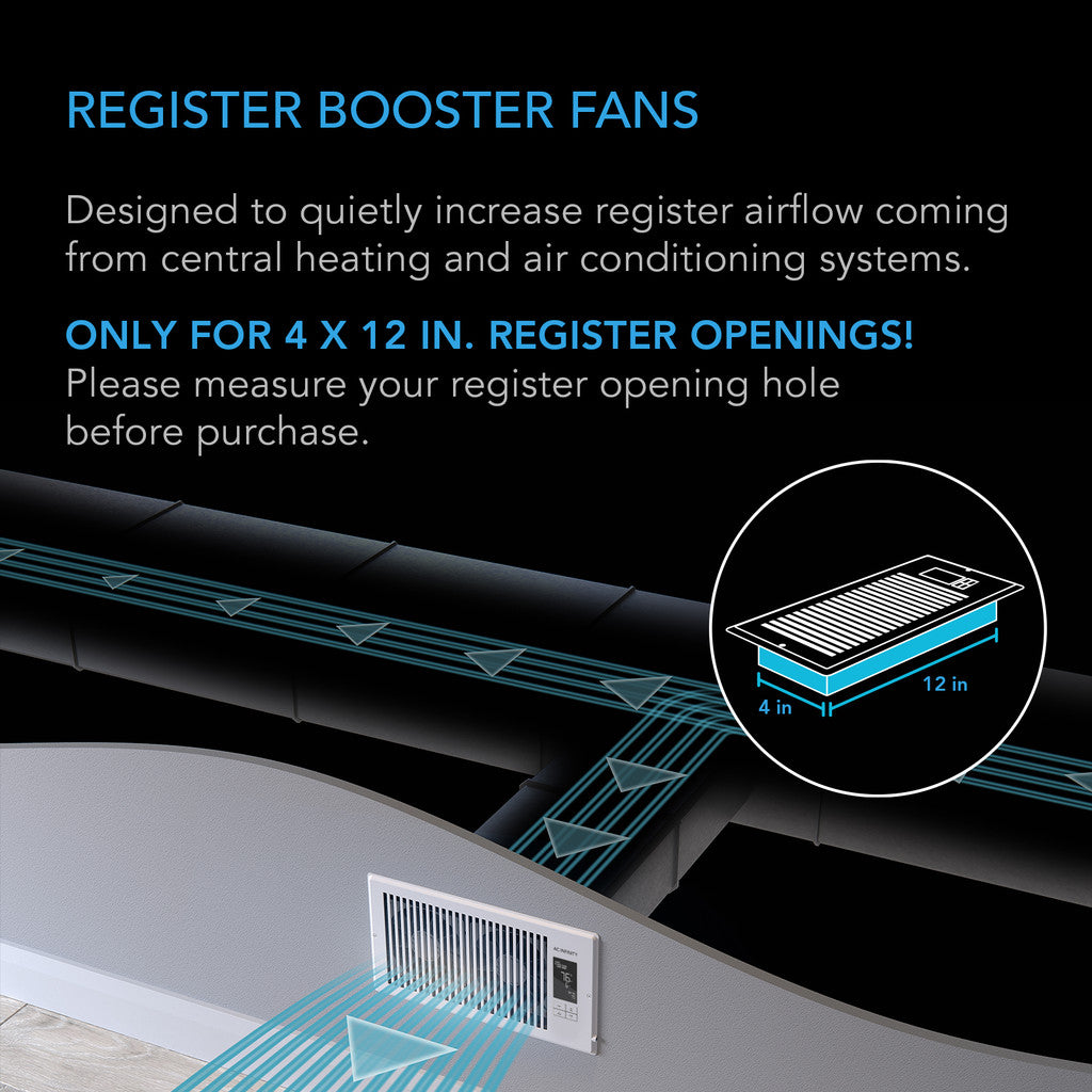 AC Infinity AirTap T4 Quiet Register Booster Fan System - Brown 4 Inch x 10 Inch Registers