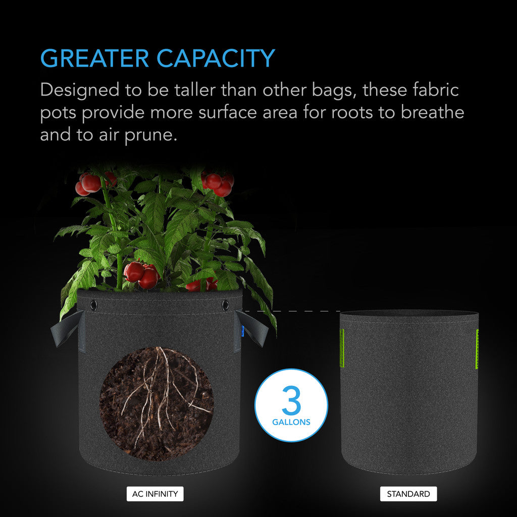 AC Infinity Heavy Duty Fabric Pots - 3 Gallon