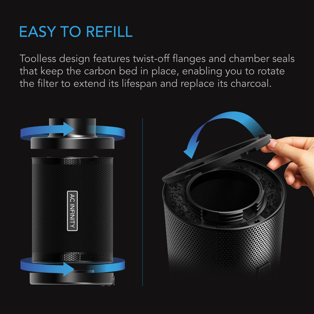 AC Infinity Carbon Filter with Charcoal Refill Kit - 4 Inch