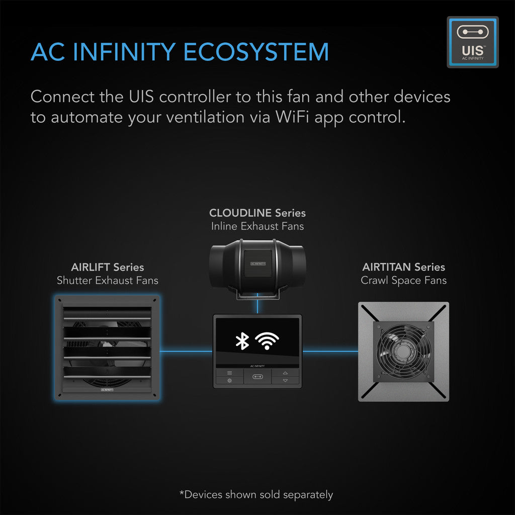 AC Infinity Airlift T20 Shutter Exhaust Ventilation Fan with Controller 69 Pro