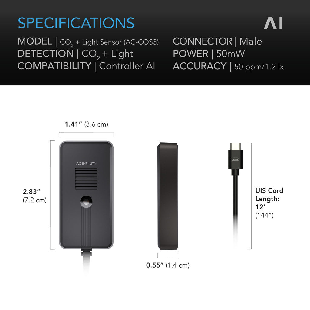 AC Infinity CO2 + Light Sensor for Controller AI+