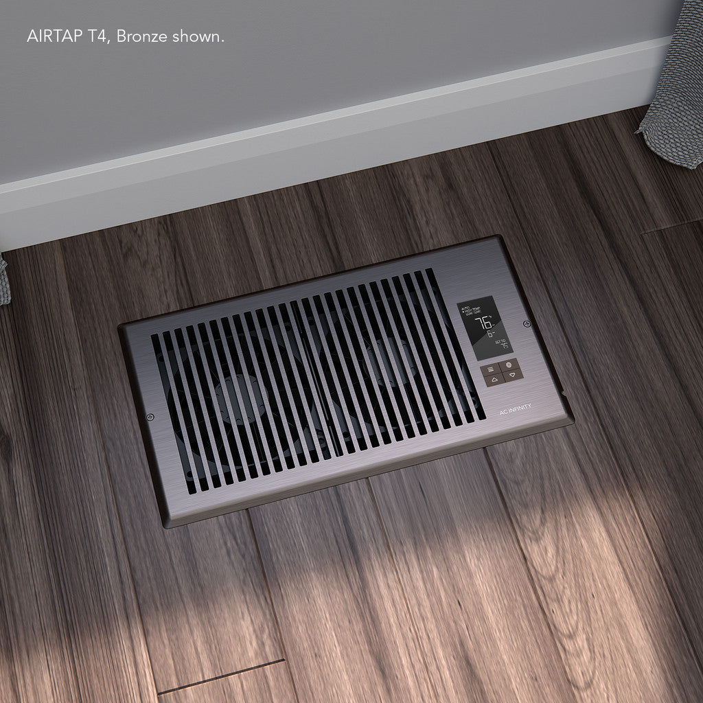 AC Infinity AirTap T4 Quiet Register Booster Fan System - Brown 4 Inch x 10 Inch Registers