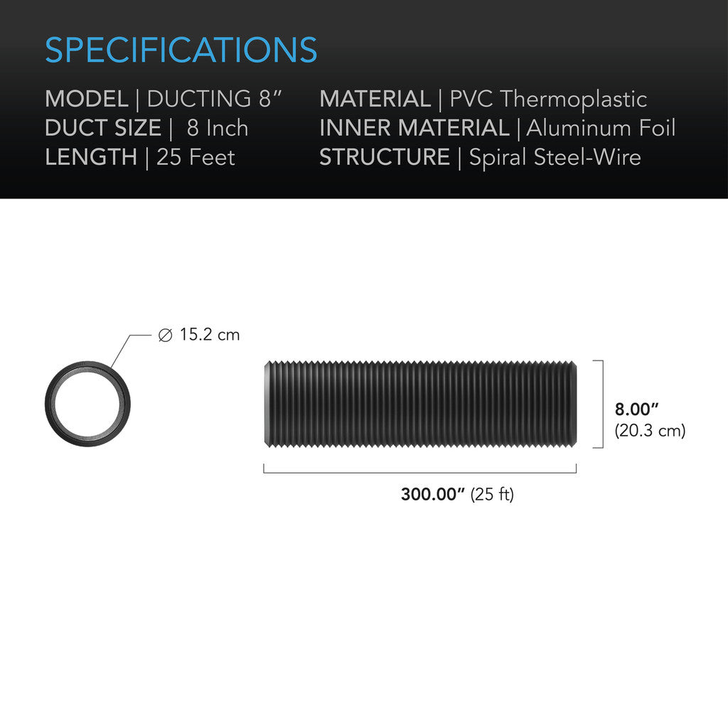 AC Infinity Flexible Four-Layer Ducting 8-Inch - 25 Feet