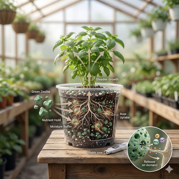 Green Zeolite for Plants: How This Mineral Stabilizes Nutrients, Water, and Root Health