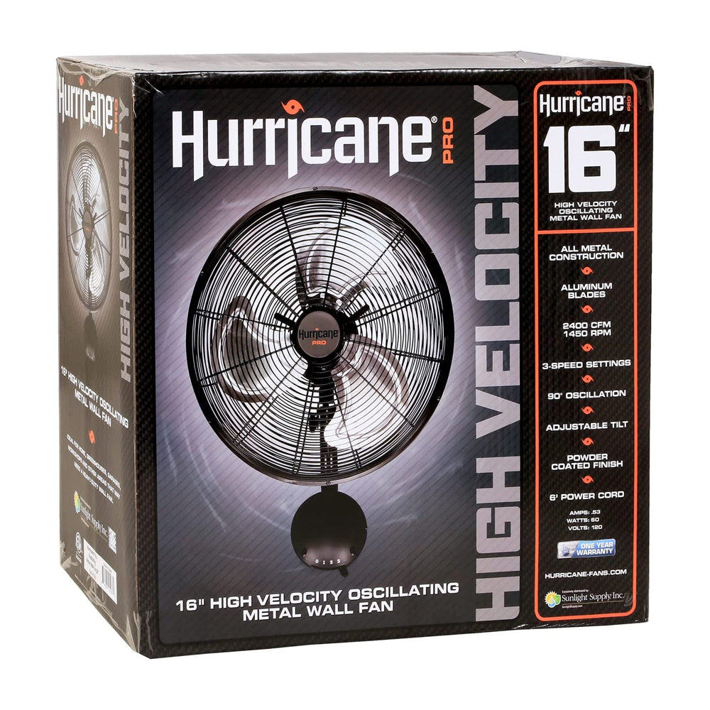 Hurricane Pro High Velocity Oscillating Metal Wall Mount Fan - 16 Inch