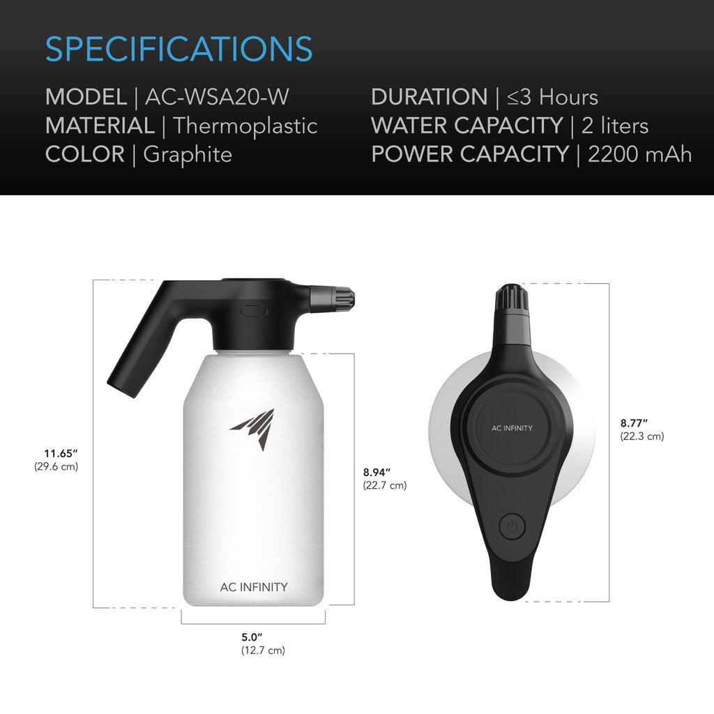 AC Infinity Automatic Electric Water Sprayer/Mister - Frost 2 Litre