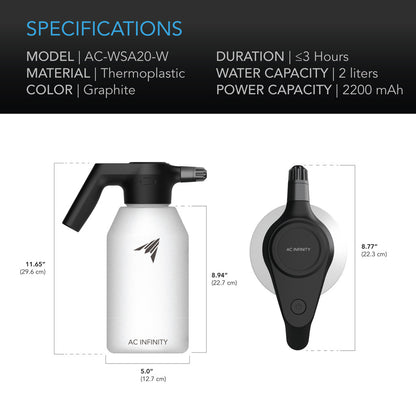 AC Infinity Automatic Electric Water Sprayer/Mister - Frost 2 Litre