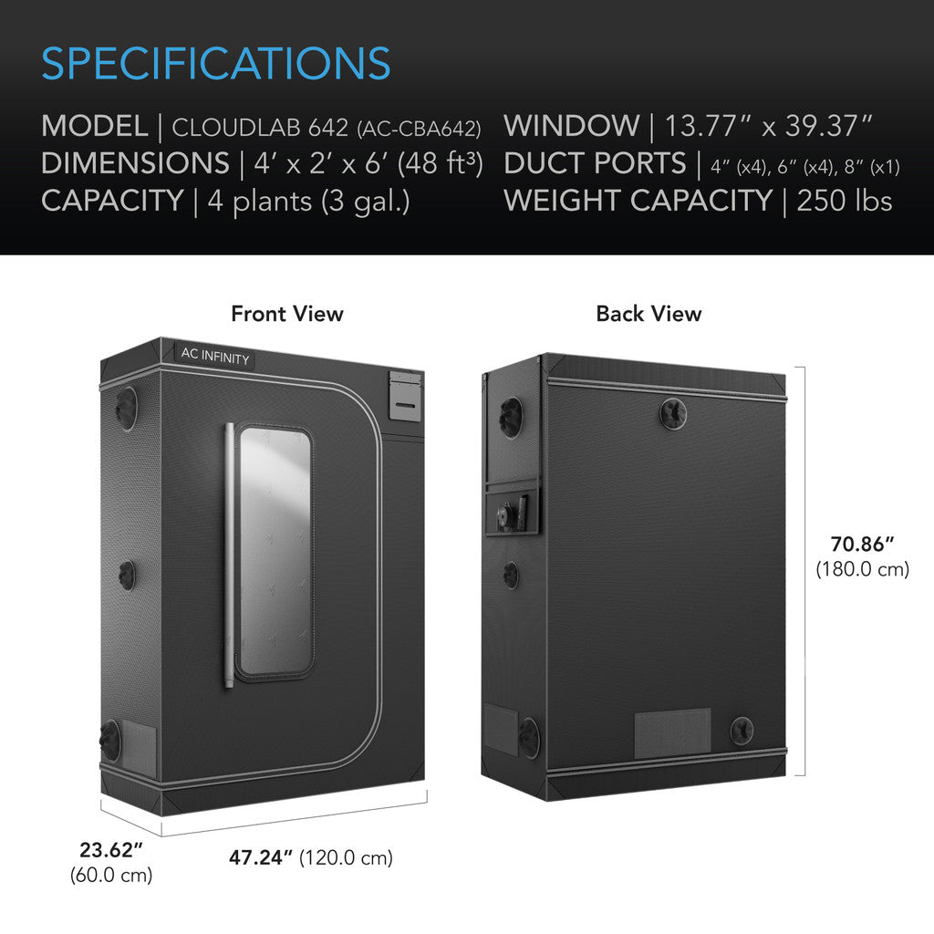 AC Infinity Cloudlab 642 Advance Grow Tent 4x2x6