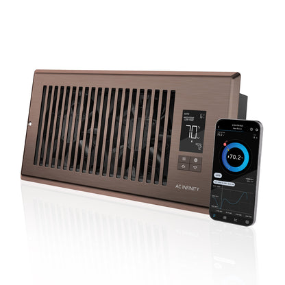 AC Infinity AirTap T4 Quiet Register Booster Fan System - Brown 4 Inch x 10 Inch Registers
