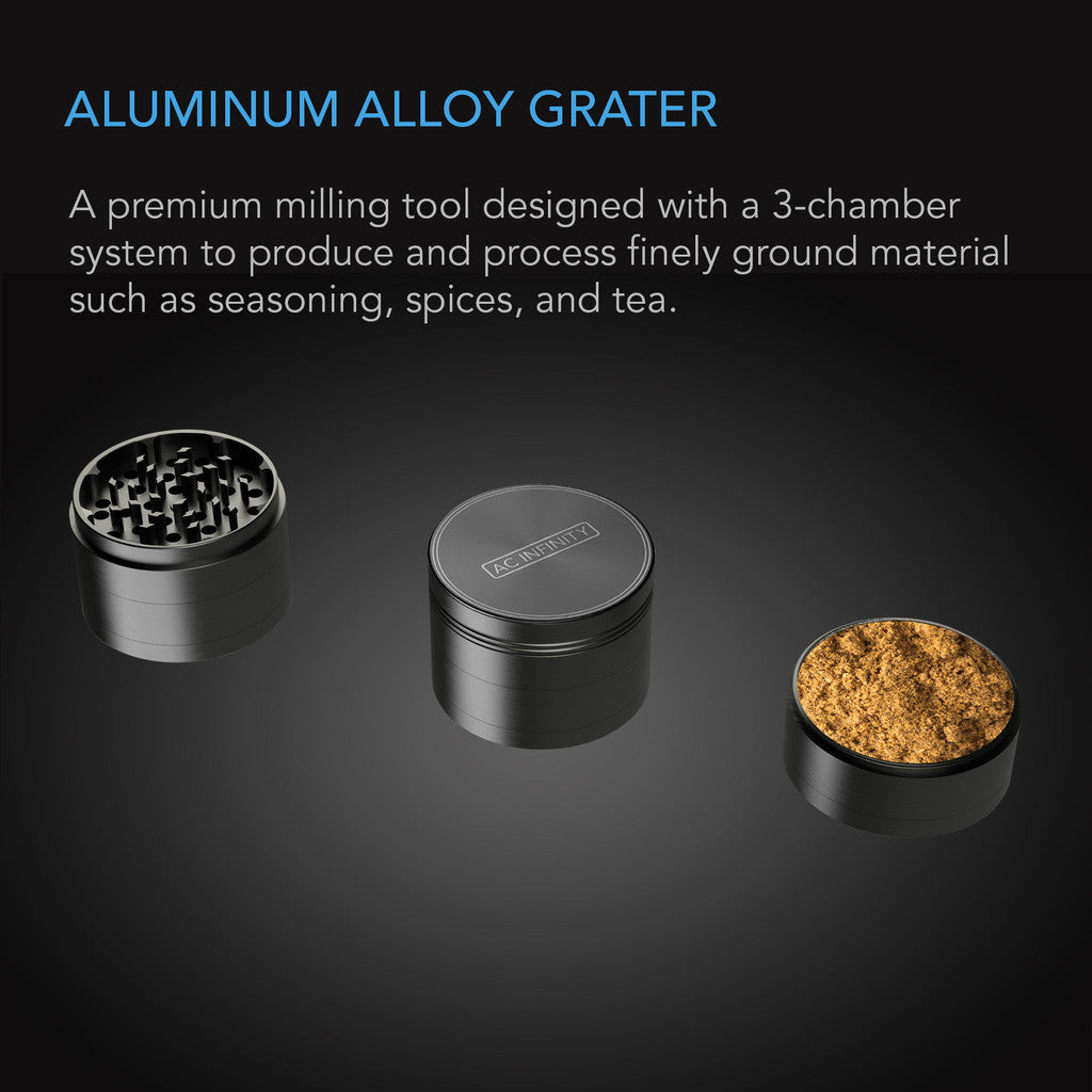 AC Infinity 3 Chamber Spice Grinder - Gunmetal 2 Inch
