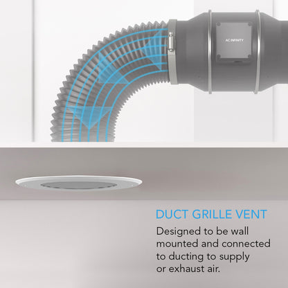 AC Infinity Wall-Mount Steel Duct Grille Vent - 4 Inch