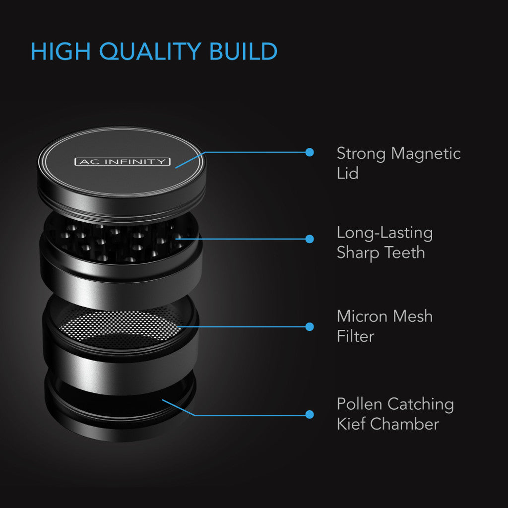AC Infinity 3 Chamber Spice Grinder - Gunmetal 2 Inch