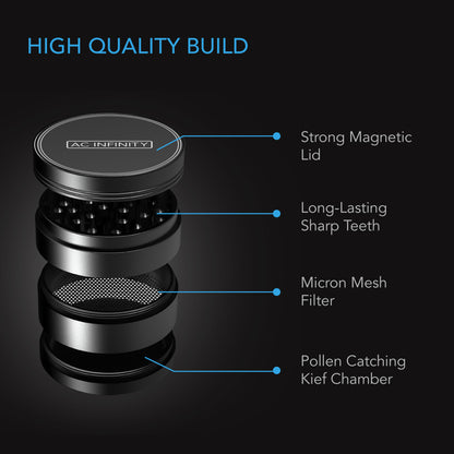 AC Infinity 3 Chamber Spice Grinder - Gunmetal 2 Inch