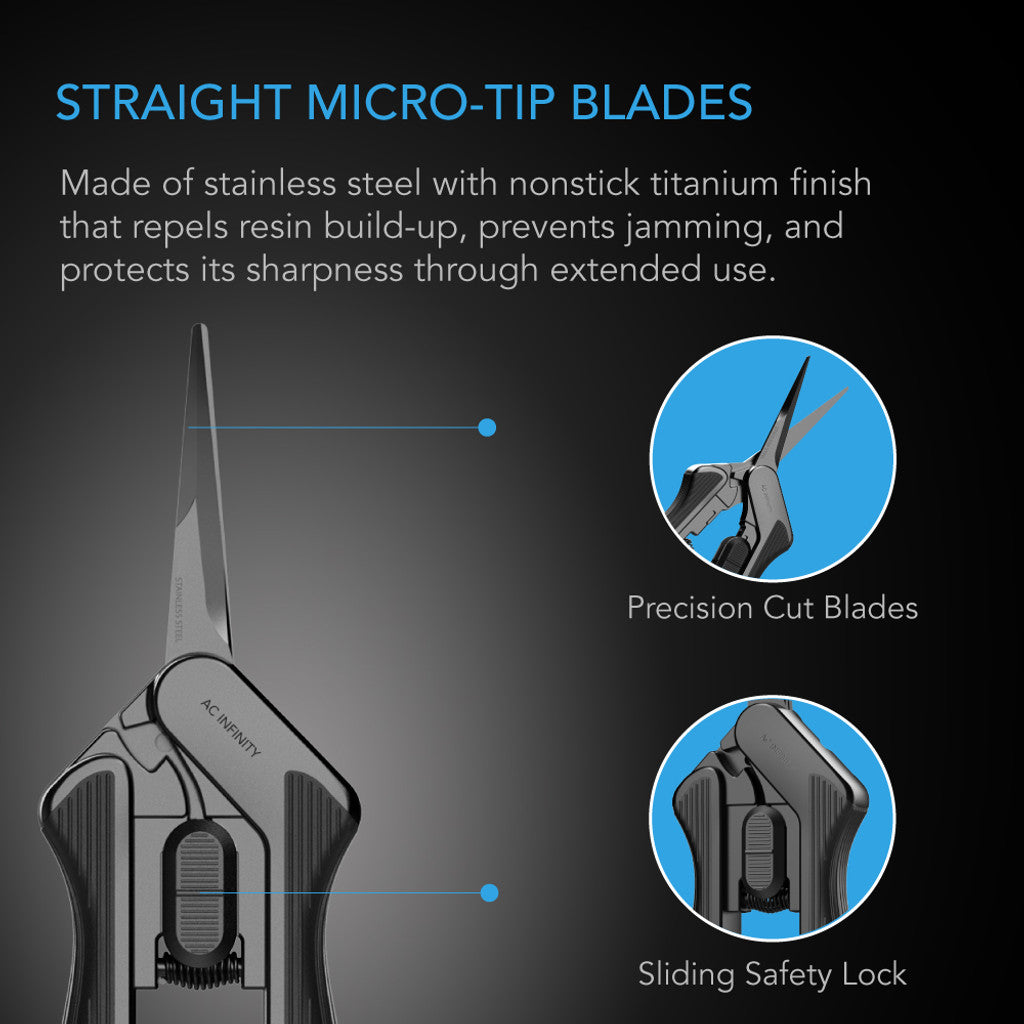 AC Infinity Ergonomic Straight Blades Stainless Steel Pruning Shear - 6.6"
