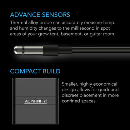 AC Infinity Cloudcom A1 Mini Smart Thermo-Hygrometer with 12 FT Sensor Probe