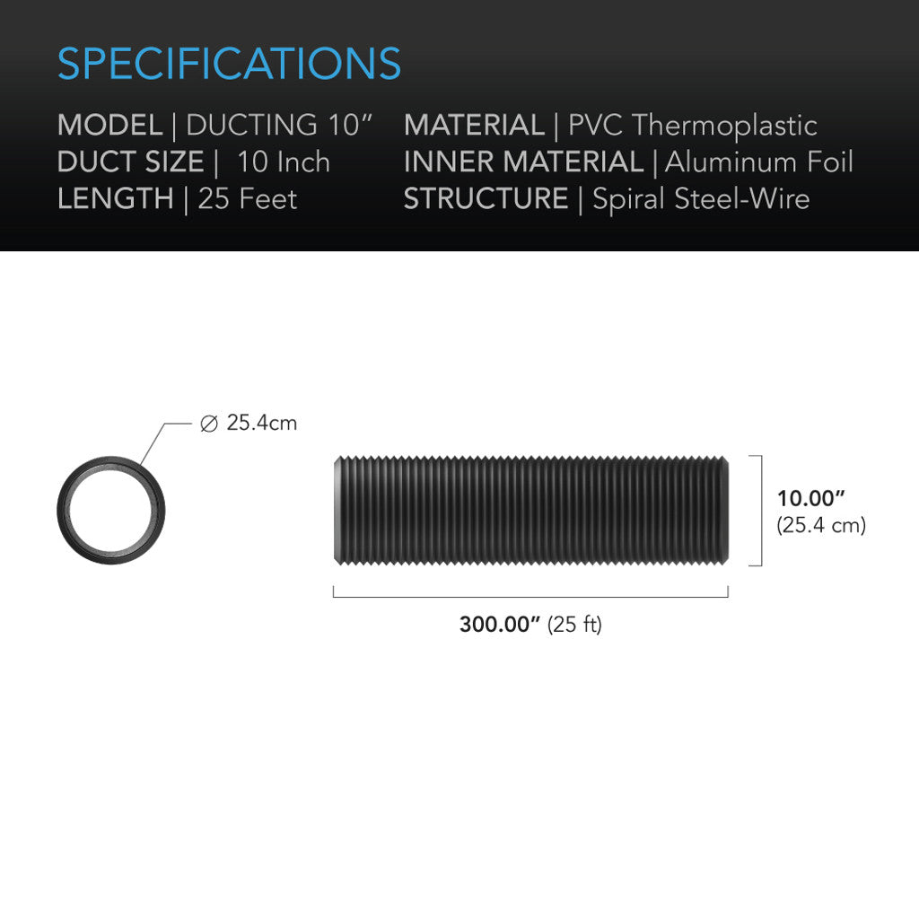AC Infinity Flexible Four-Layer Ducting 10-Inch - 25 Feet