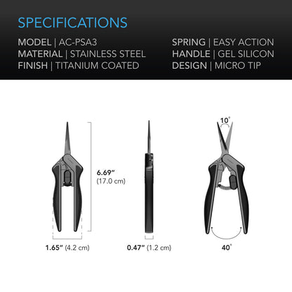 AC Infinity Ergonomic Straight Blades Stainless Steel Pruning Shear - 6.6"