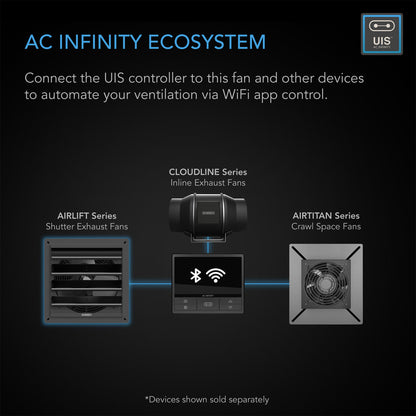 AC Infinity Airlift T20 Shutter Exhaust Ventilation Fan with Controller 69 Pro