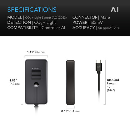 AC Infinity CO2 + Light Sensor for Controller AI+