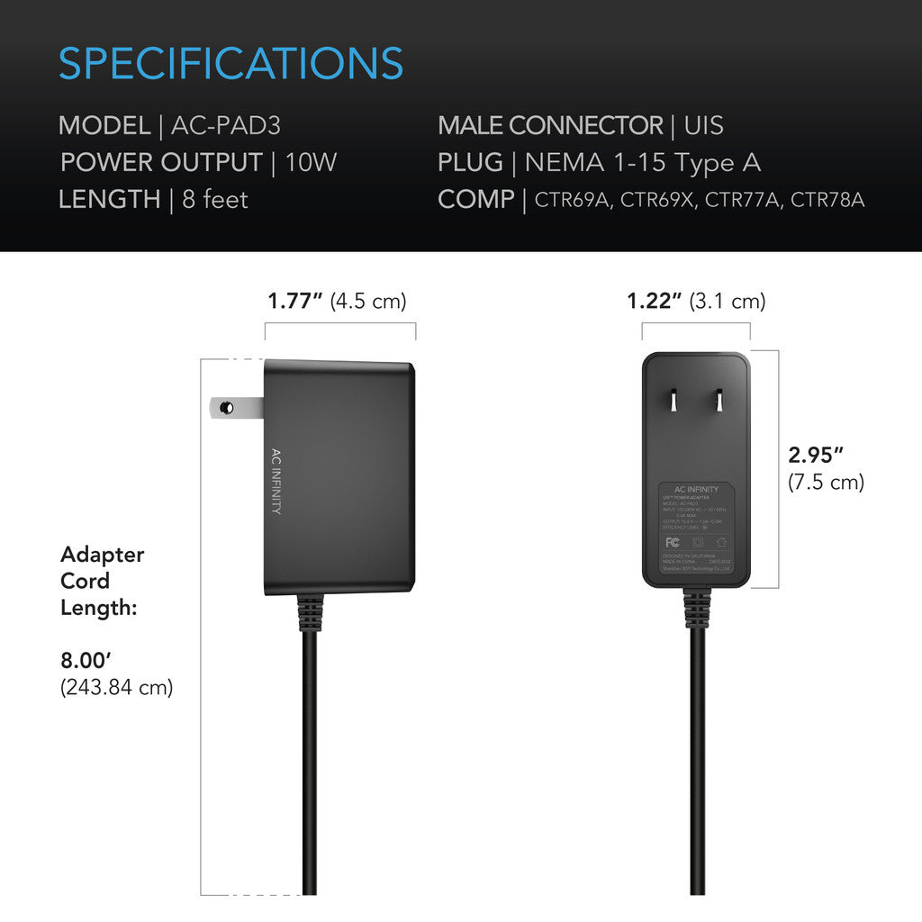 AC Infinity UIS Outlet Power Adapter