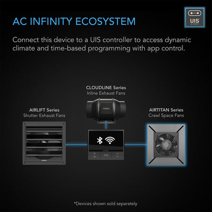 AC Infinity Airlift S14 Shutter Exhaust Ventilation Fan with Speed Controller