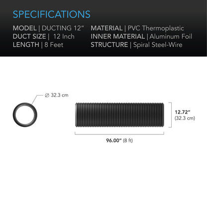 AC Infinity Flexible Four-Layer Ducting 12-Inch - 8 Feet