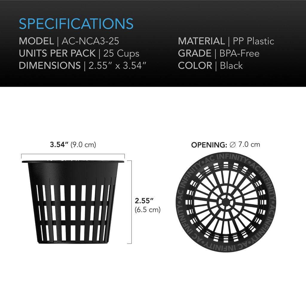 AC Infinity Mesh Net Cups - 3 Inch