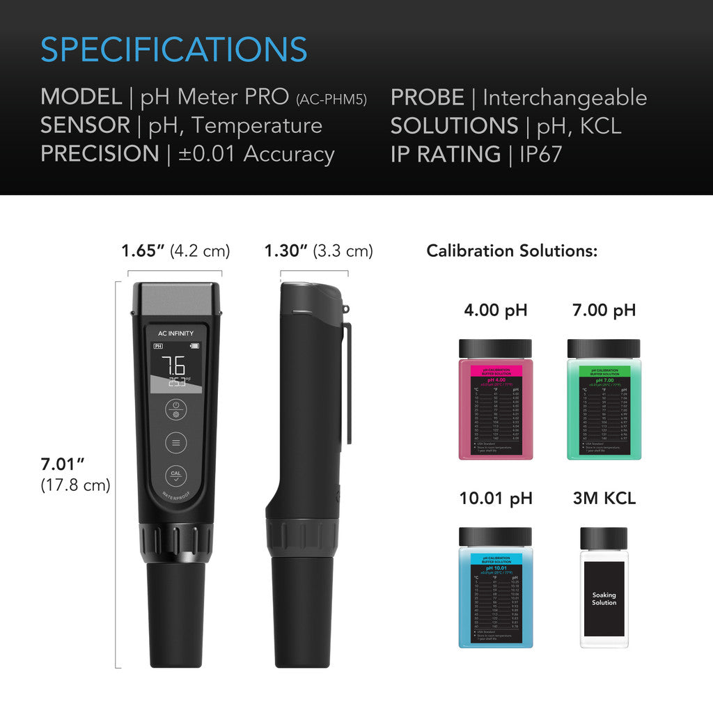 AC Infinity PH Pen Meter Pro Kit - Interchangeable Probe