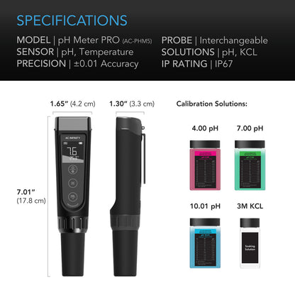 AC Infinity PH Pen Meter Pro Kit - Interchangeable Probe