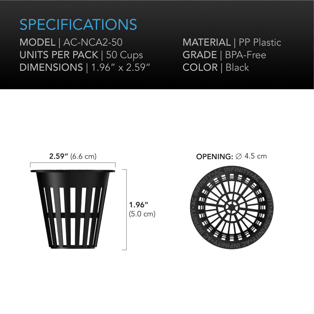 AC Infinity Mesh Net Cups - 2 Inch