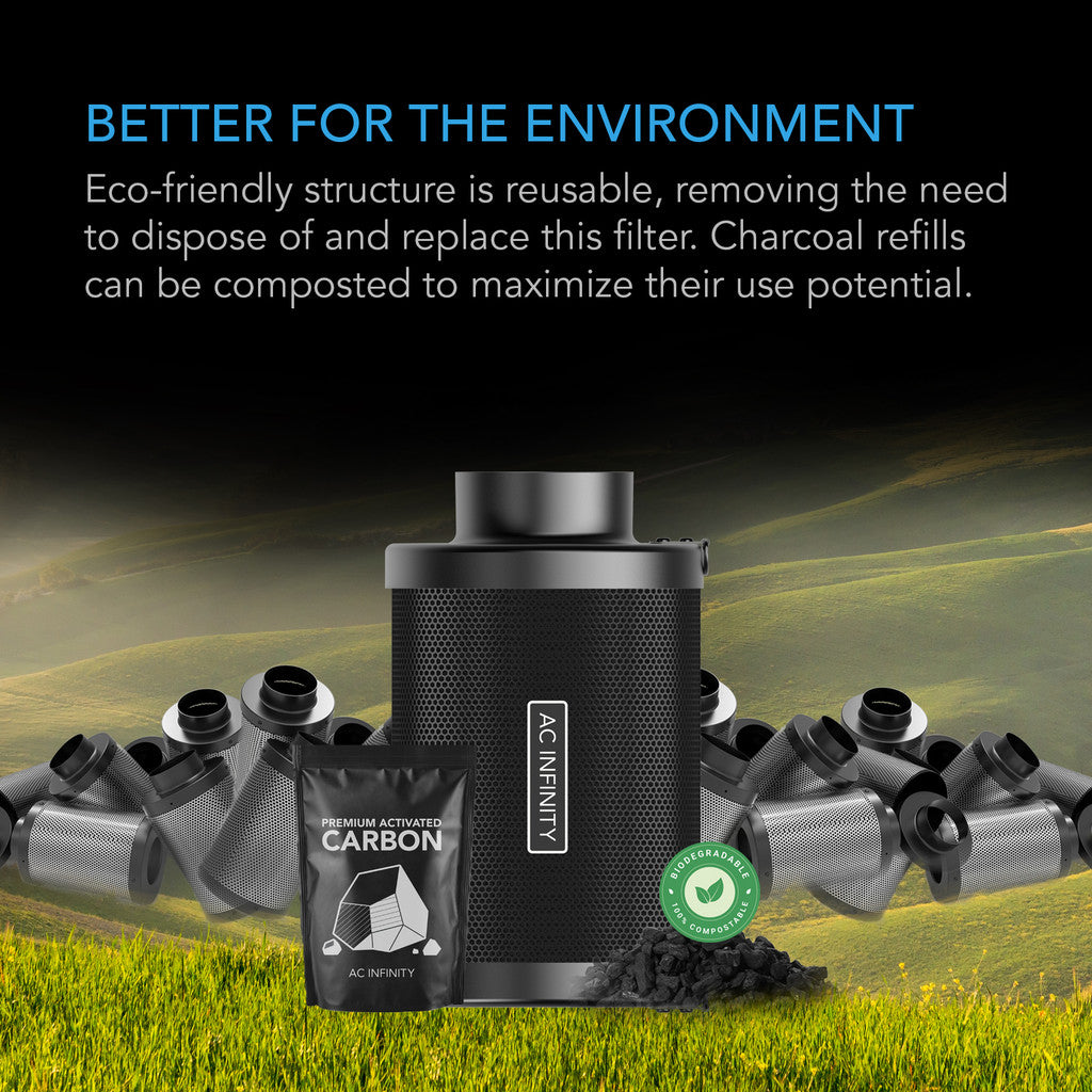 AC Infinity Carbon Filter with Charcoal Refill Kit - 4 Inch