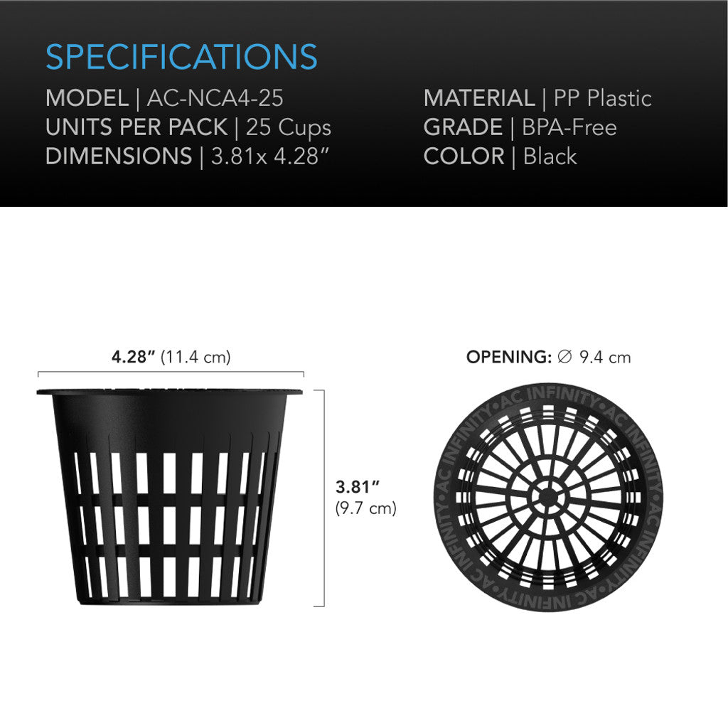 AC Infinity Mesh Net Cups - 4 Inch