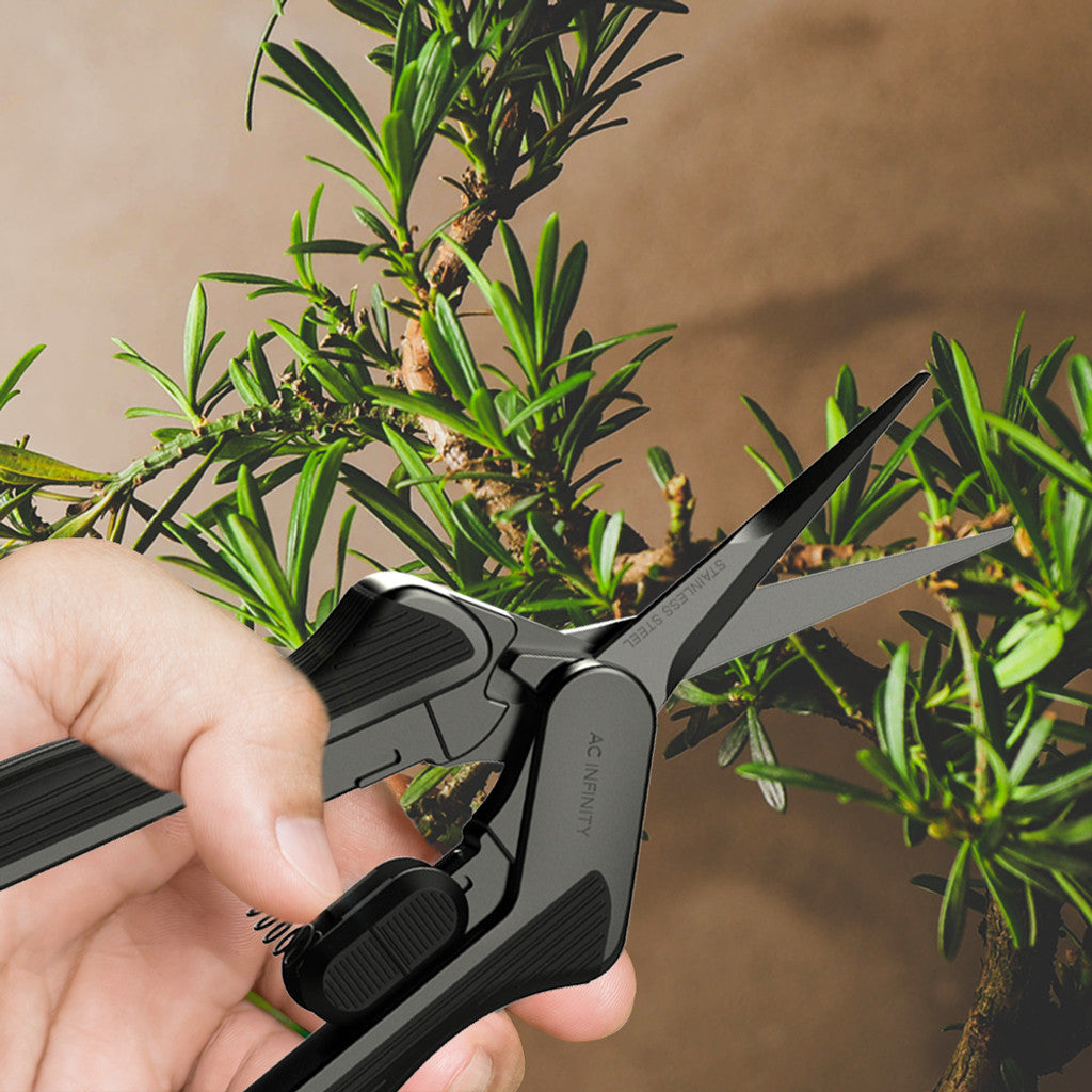 AC Infinity Ergonomic Straight Blades Stainless Steel Pruning Shear - 6.6" with Cleaning Kit