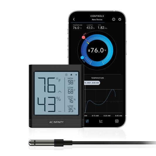 AC Infinity Cloudcom B1 Smart Thermo-Hygrometer with 12 FT Sensor Probe