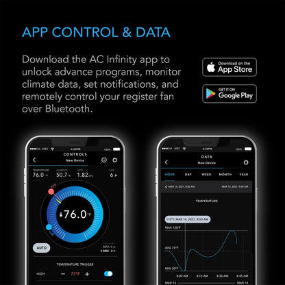 AC Infinity AirTap T4 Quiet Register Booster Fan System