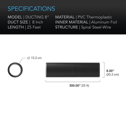 AC Infinity Flexible Four-Layer Ducting 8-Inch - 25 Feet