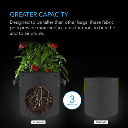 AC Infinity Heavy Duty Fabric Pots - 3 Gallon (Single)
