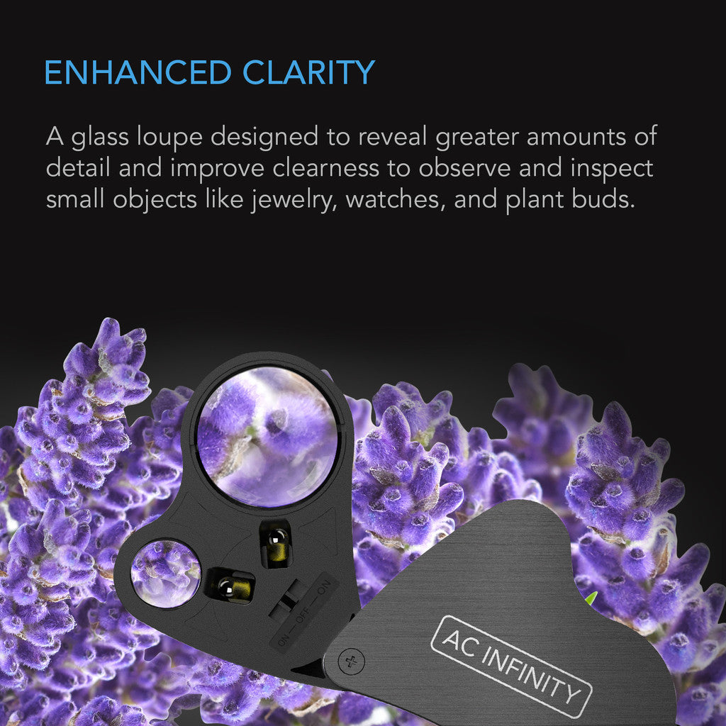 AC Infinity Jewelers Loupe - Pocket Magnifying Glass with LED Light and Dual Lenses