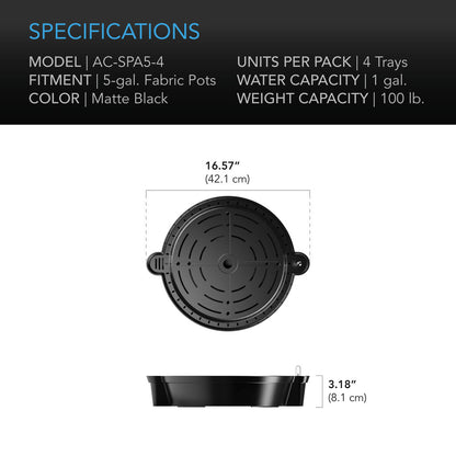 AC Infinity Self-Watering Fabric Pot Base