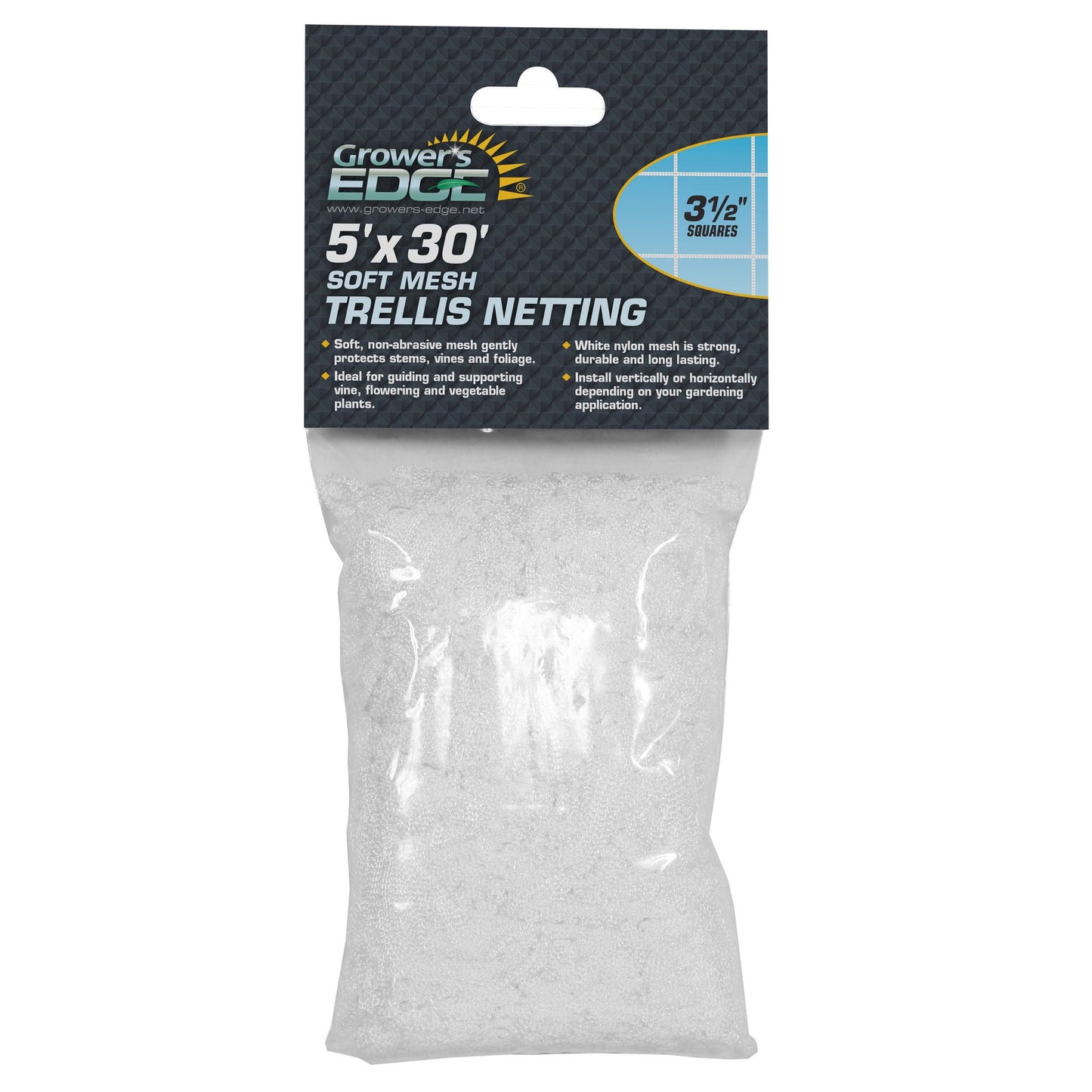 Grower's Edge Soft Mesh Trellis Netting - 5 x 30 FT (3.5 IN SQ)