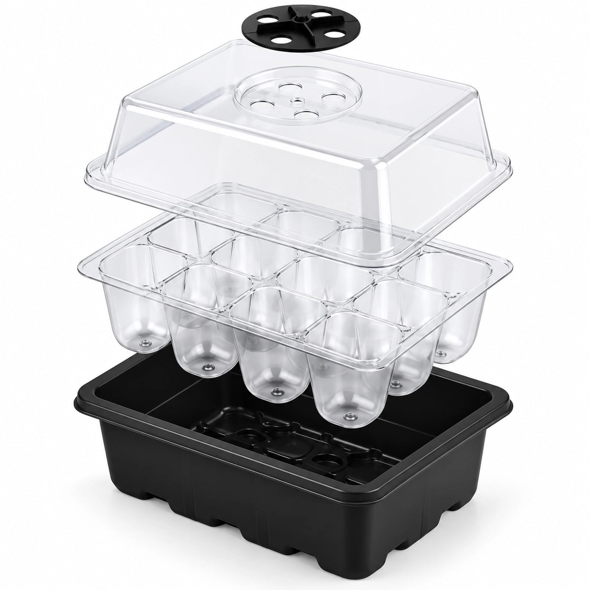 Provision Gardens Seed Starter Tray Kit - 12 Cell (Black)