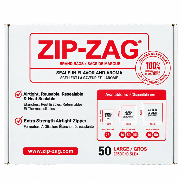 Zip-Zag Original Bags - 1/2 LB (27.9 x 29.8 CM - Box of 50)